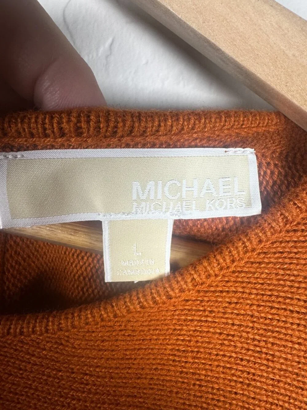 Michael Michael Kors Burnt Orange Knit Tunic Sweater | Large | Zip Back